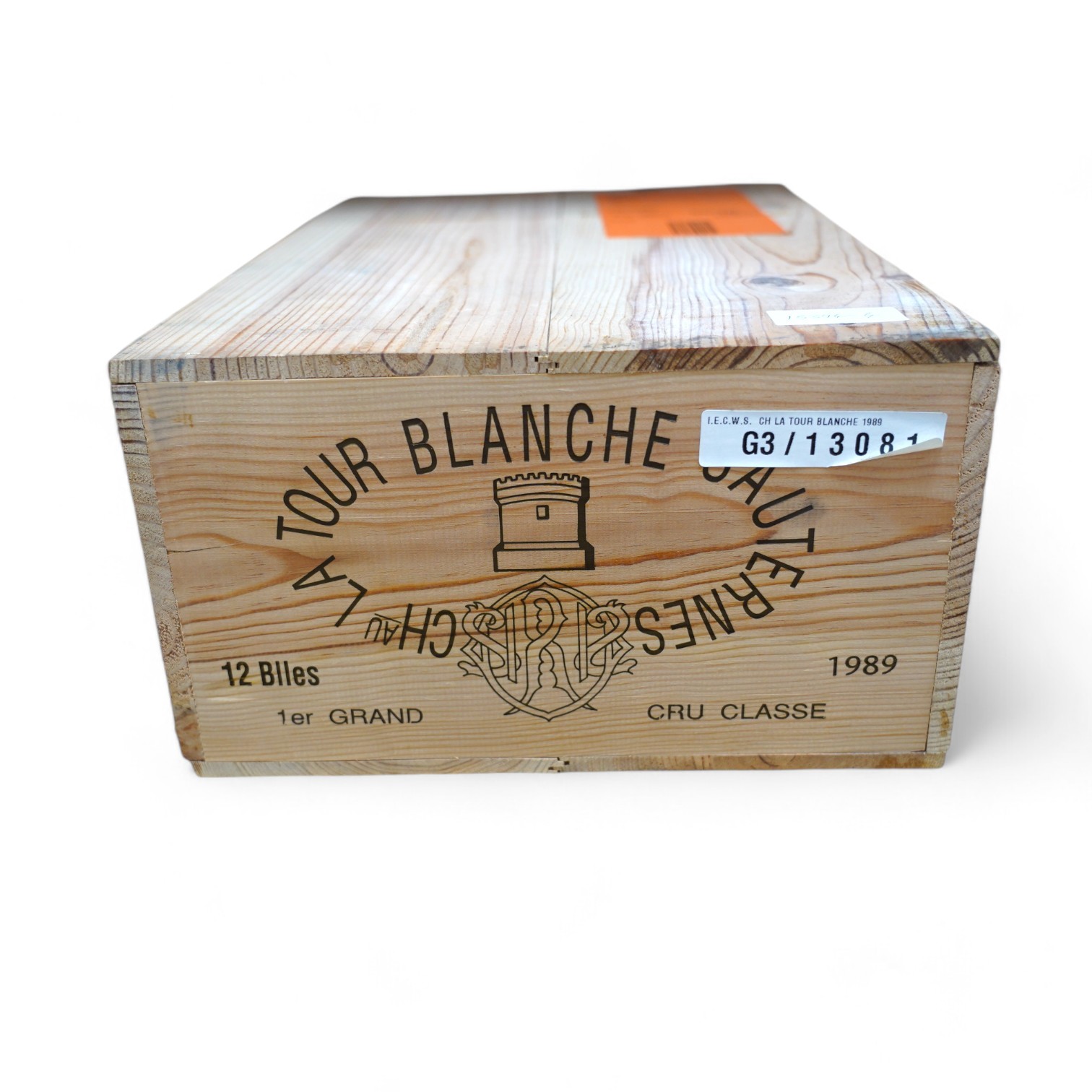 A sealed case of twelve bottles of 1989 Chateau La Tour Blanche, Sauternes, in OWC, purchased en primeur from The Wine Society. Condition - good